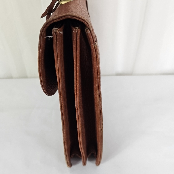 Vintage Dooney & Bourke camel brown leather folio briefcase with lock and key - Picture 4 of 16